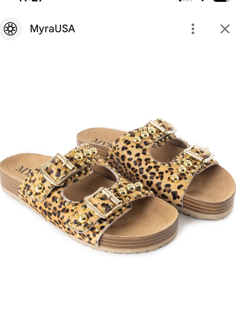 Myra Bag Ladies Cheetah Print Crum Slide Sandals